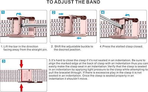 Miniatura 6 de Secbolt Correas finas compatibles con Apple Watch Band de 1.49, 1.57, 1.61, 1.65, 1.73 y 1.77 pulgadas, iWatch SE Series 87654321, de acero
