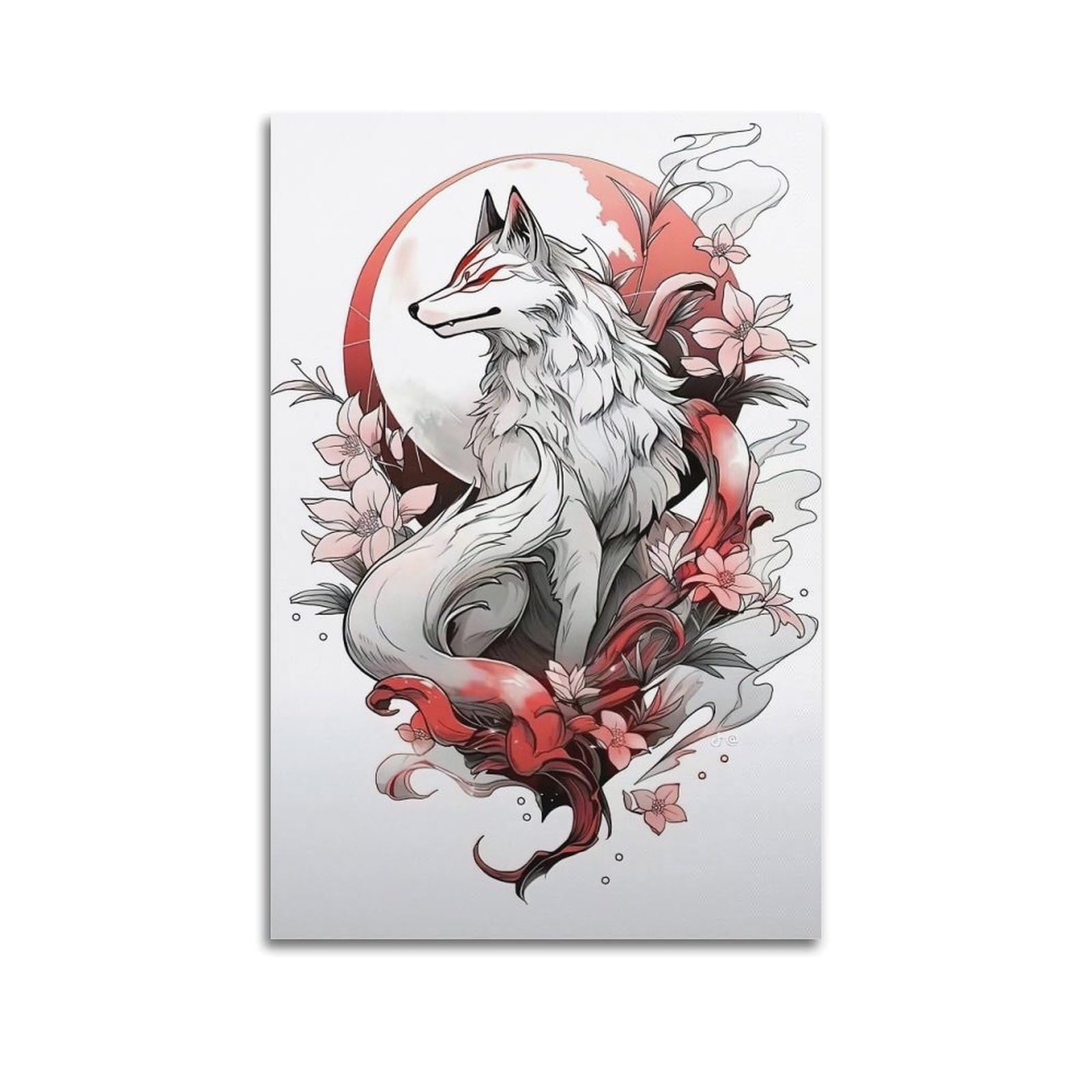 WZKTCL Animal Poster Red Eyed Wolf Shadow Poster Decorative Painting Canvas Wall Posters And Art Picture Print Modern Family Bedroom Decor Posters 20x30inch(50x75cm)