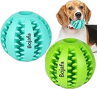 Bojafa Treat-Dispensing Dog Toy Balls: Durable Non-Toxic Rubber Chew Toys for Puppies, Small & Medium Breeds - Boredom Busters & Teeth Cleaners (2 Pack)