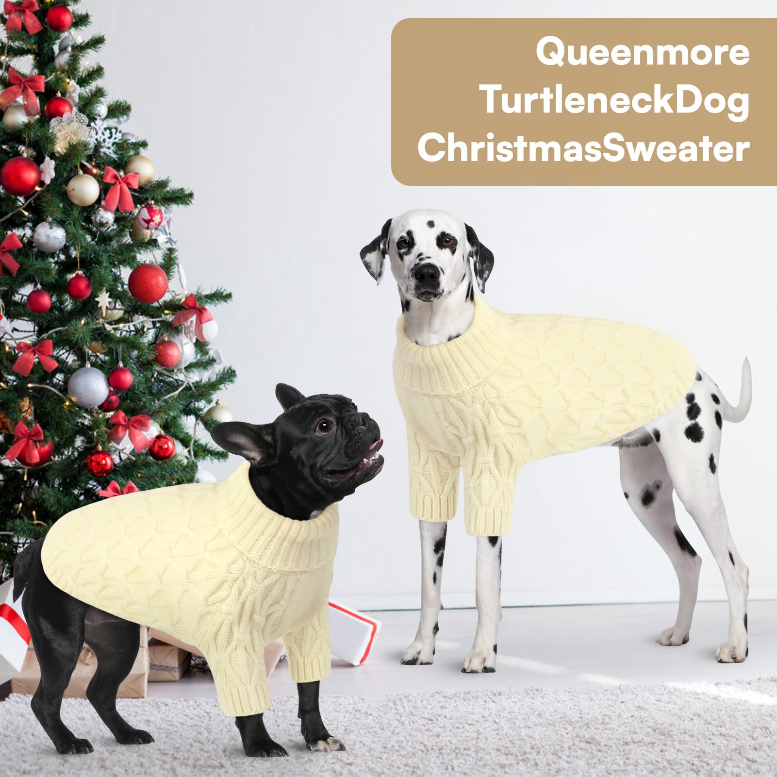 Queenmore Maglioni per cani di taglia grande, ragazze e ragazzi, caldo maglione per cani extra large, maglioni natalizi per cani, classico dolcevita, vestiti spessi per animali domestici extra grandi