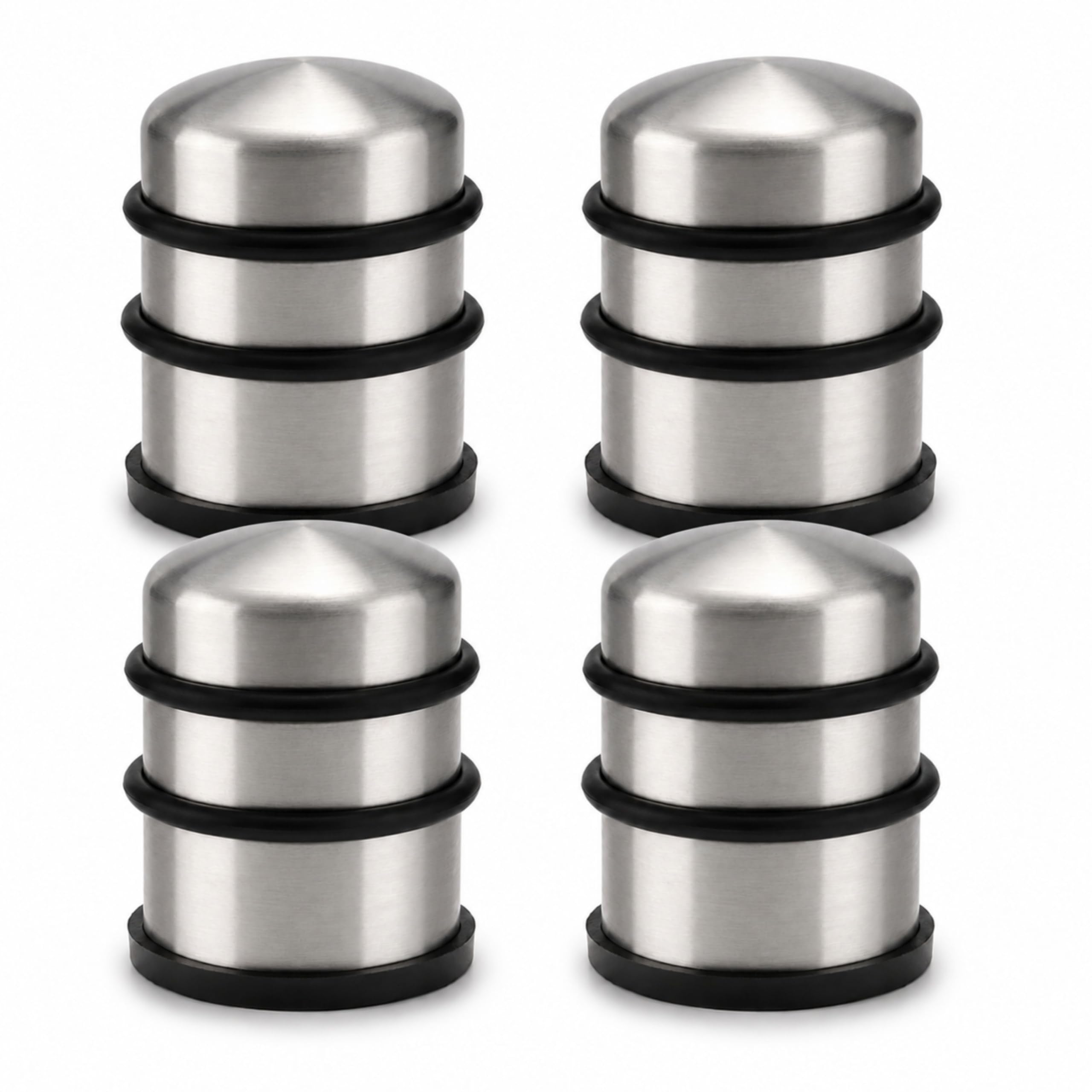 ALAYSTAR 4 Pack 1kg Stainless Steel Door Stoppers with Non-Slip Rubber Base