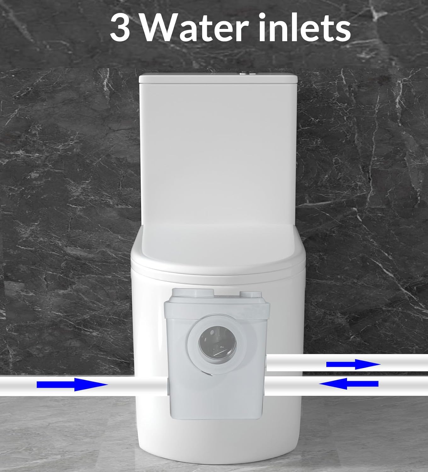 Macerator pump with three water inlets diagram