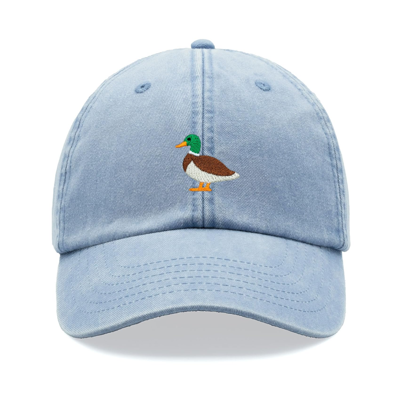 Mallard Duck Baseball Cap Vintage Washed Unisex Dad Hat Adjustable Light Blue