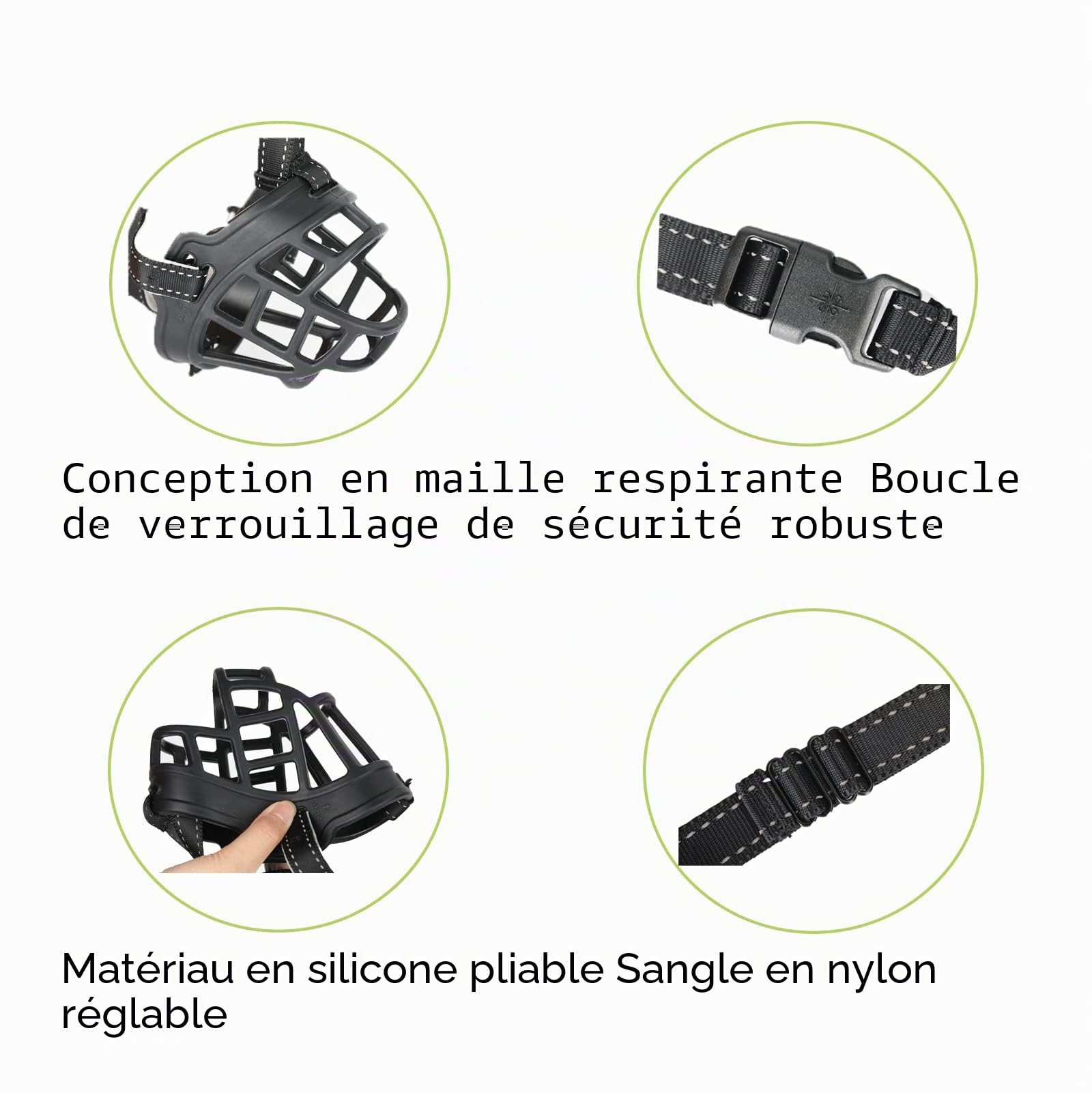 OHCOZZY Muselière pour Chien, Museau, Muselière Panier pour Petits, Moyens Et Grands Chiens avec Sangles Réglables (Taille 4,Noir)
