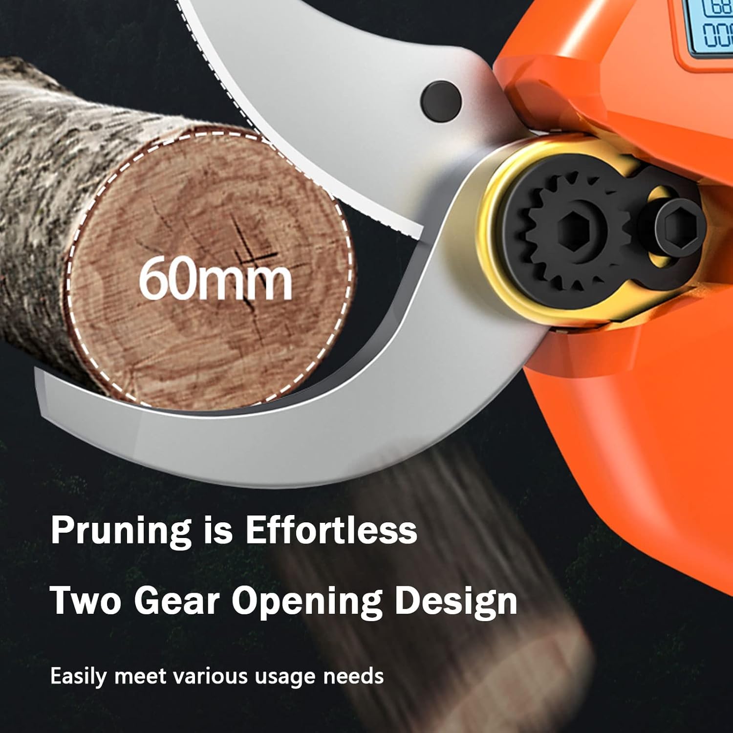 Cordless Electric Pruning Shears 21V Professional Cordless Pruner Secateurs with Extension Pole 54Mm Cutting Diameter for Tree Branch Brushes