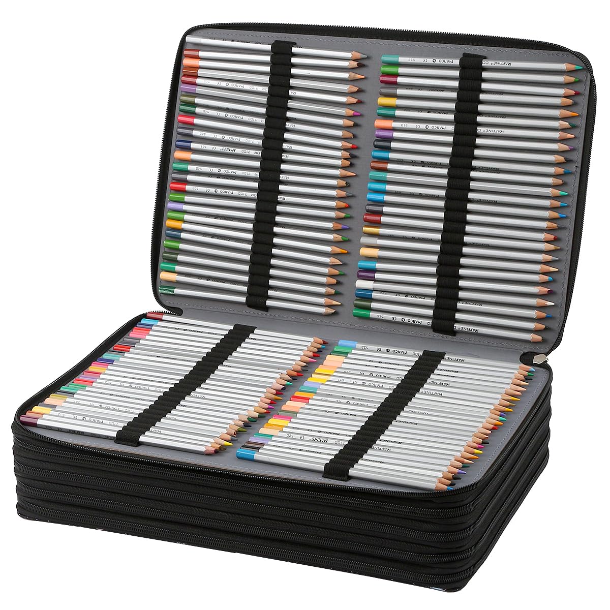 Lbxgap 500 Individual-Slot Colored Pencil Organizer with Zipper - Fabric Art Storage Bag for Painters and Artists (Small Slots,Galaxy Black)