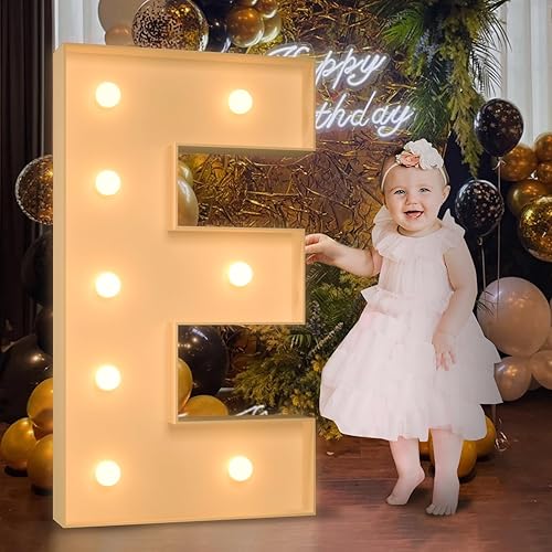 Letras iluminadas de marquesina de 3 pies, letras grandes de marquesina E para decoraciones de fiestas, letras grandes de bebé para baby shower,
