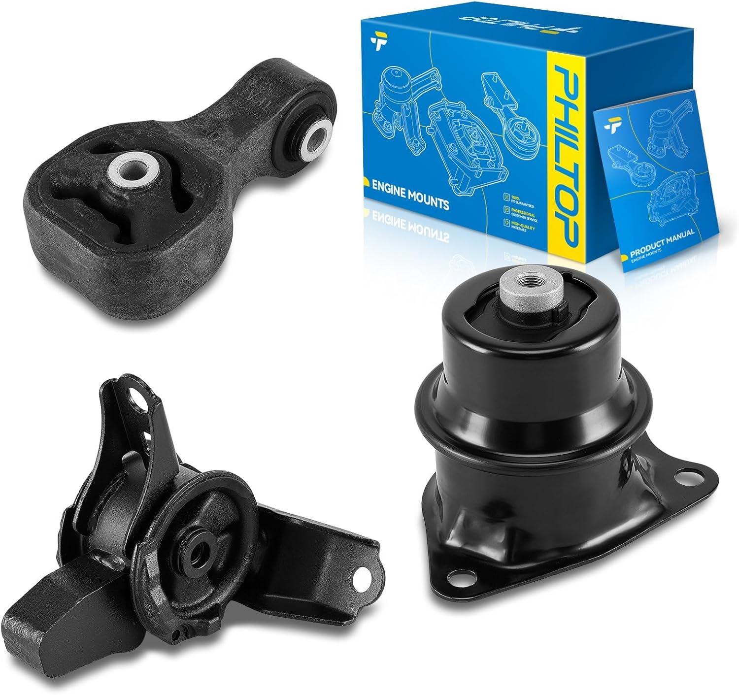 PHILTOP 3PCS Engine Motor Mount for 2009-2012 Honda Fit, Transmission Motor Mount Replacement for 2013 Honda Fit 1.5L, Replace 9533 EM-5891 9602