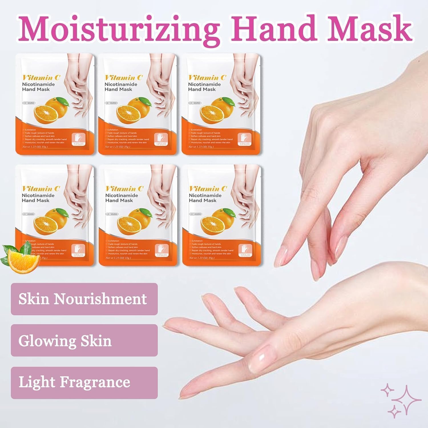 ELUYANI Foot Peel Mask for Dead Skin Removal Skin, Baby Soft Feet Treatment, Natural Foot Peel Mask Socks for Men & Women (Orange Vitamin C) (PACK OF 2) 2