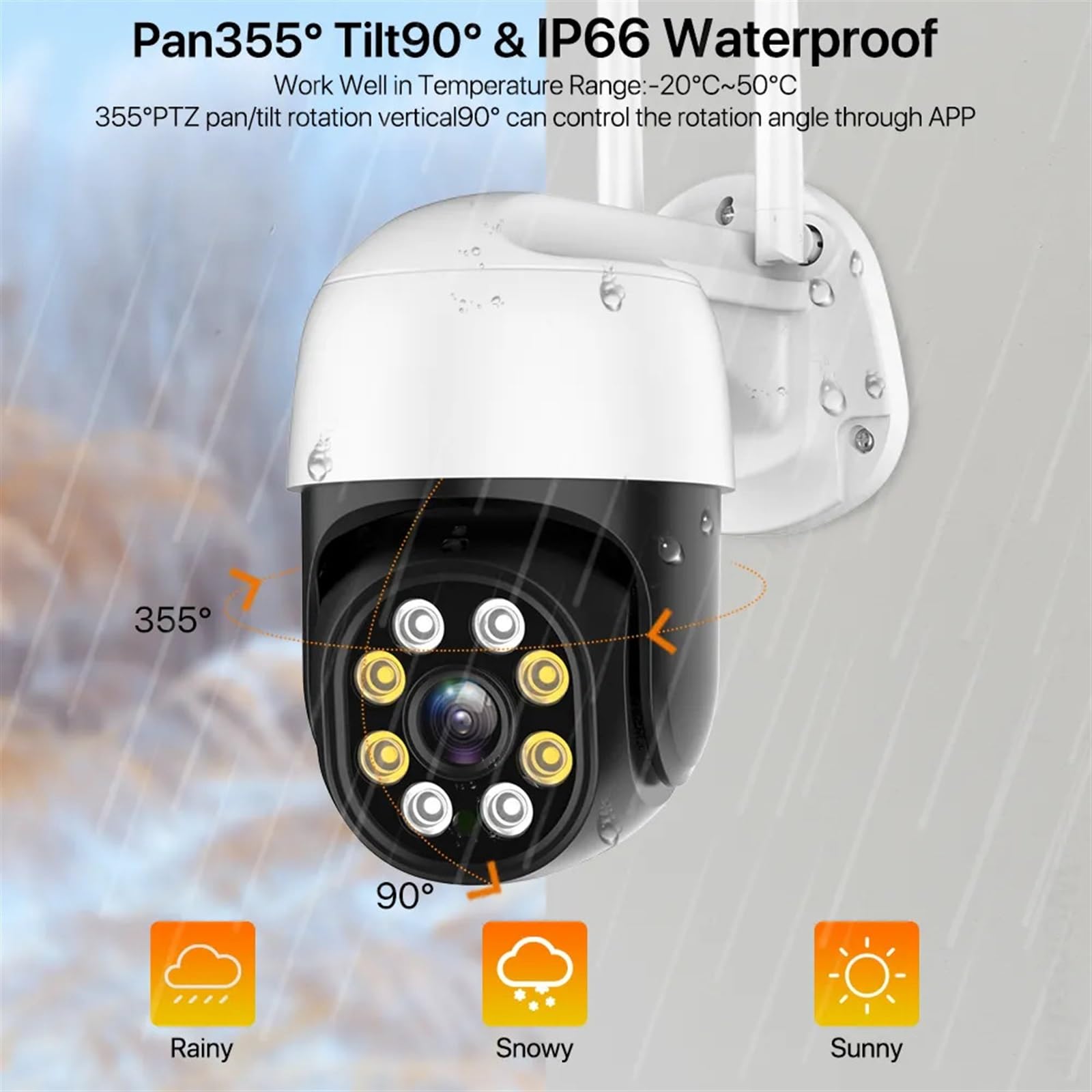 Kamera bezpieczeństwa, Bezprzewodowa kamera IP 4K 8MP HD bezpieczeństwa Zewnętrzna PTZ z automatycznym śledzeniem H.265 5MP 1080P Nadzór wideo P2P(5MP No SD Card)