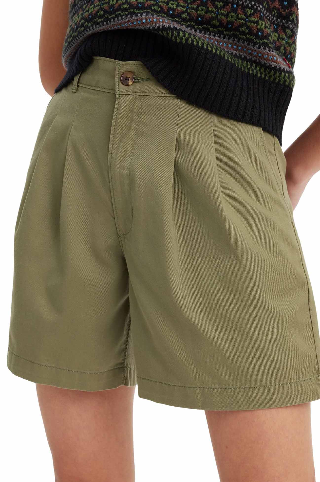Levi's Pleated Short Greens - Splecione spodnie krótkie i zielone Kobiety
