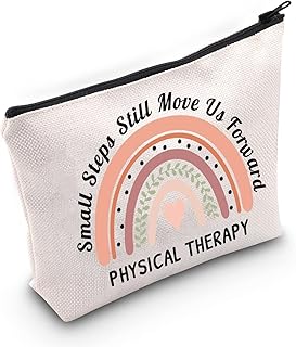 Physical Therapist Gift Small Steps Still Move Us Forward Makeup Bag Physical Therapy Cosmetic Bag PT Gift Physical Therapist Thank You Gift (Move Us Forward White Bag)