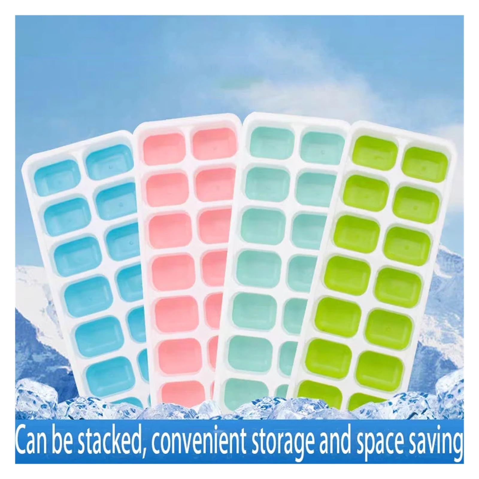 Stampo for ghiaccio in silicone, vassoio estivo for la casa durevole, con accessori da cucina di produzione coperti(4pcs)