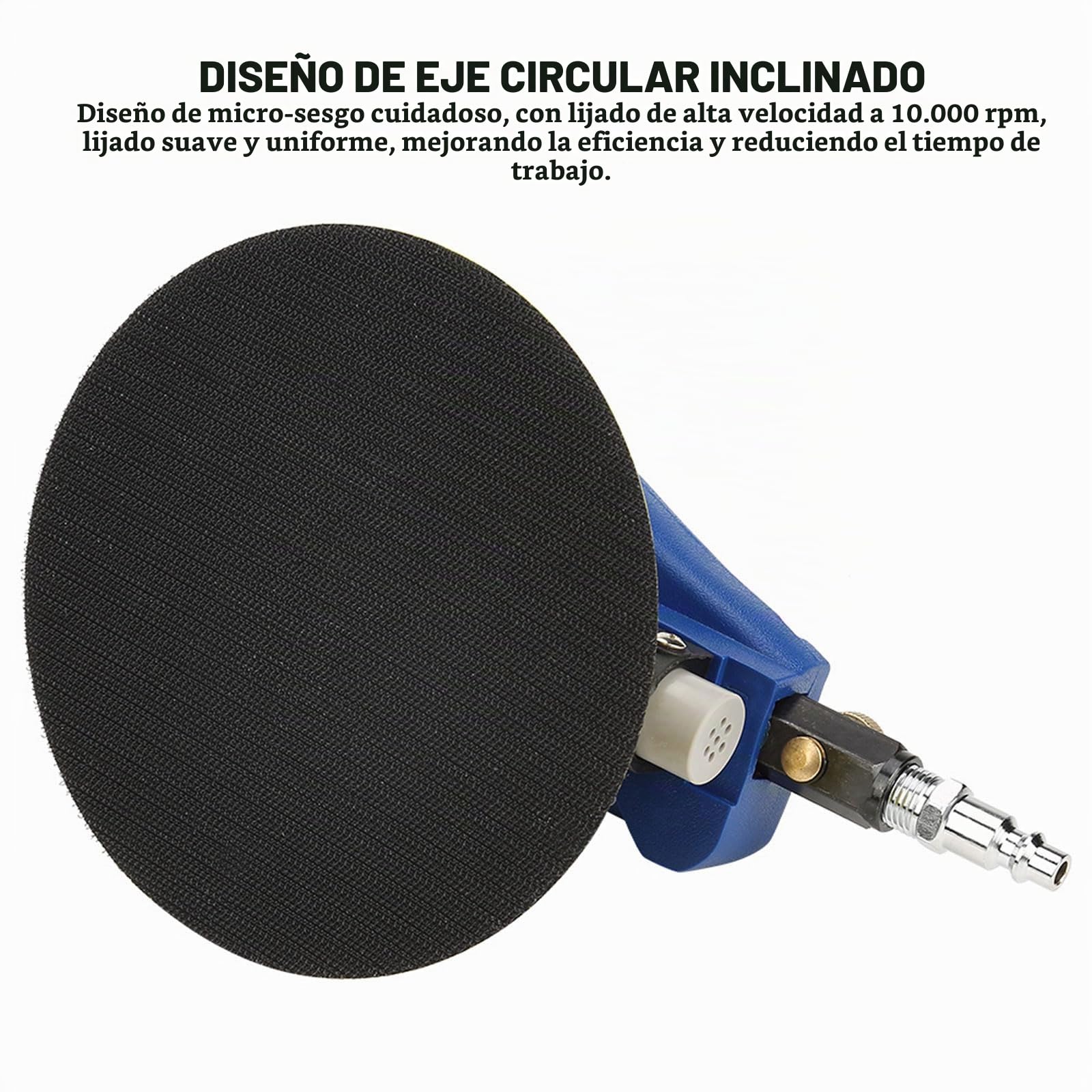 Lijadora Orbital Excéntrica Neumática, Lijadora de Aire de Mano 5"/6" con Disco de Aire Comprimido de 10000 rpm, Dual-acción Máquina para Lijar Neumática para Coche, Metal, Madera, Muebles