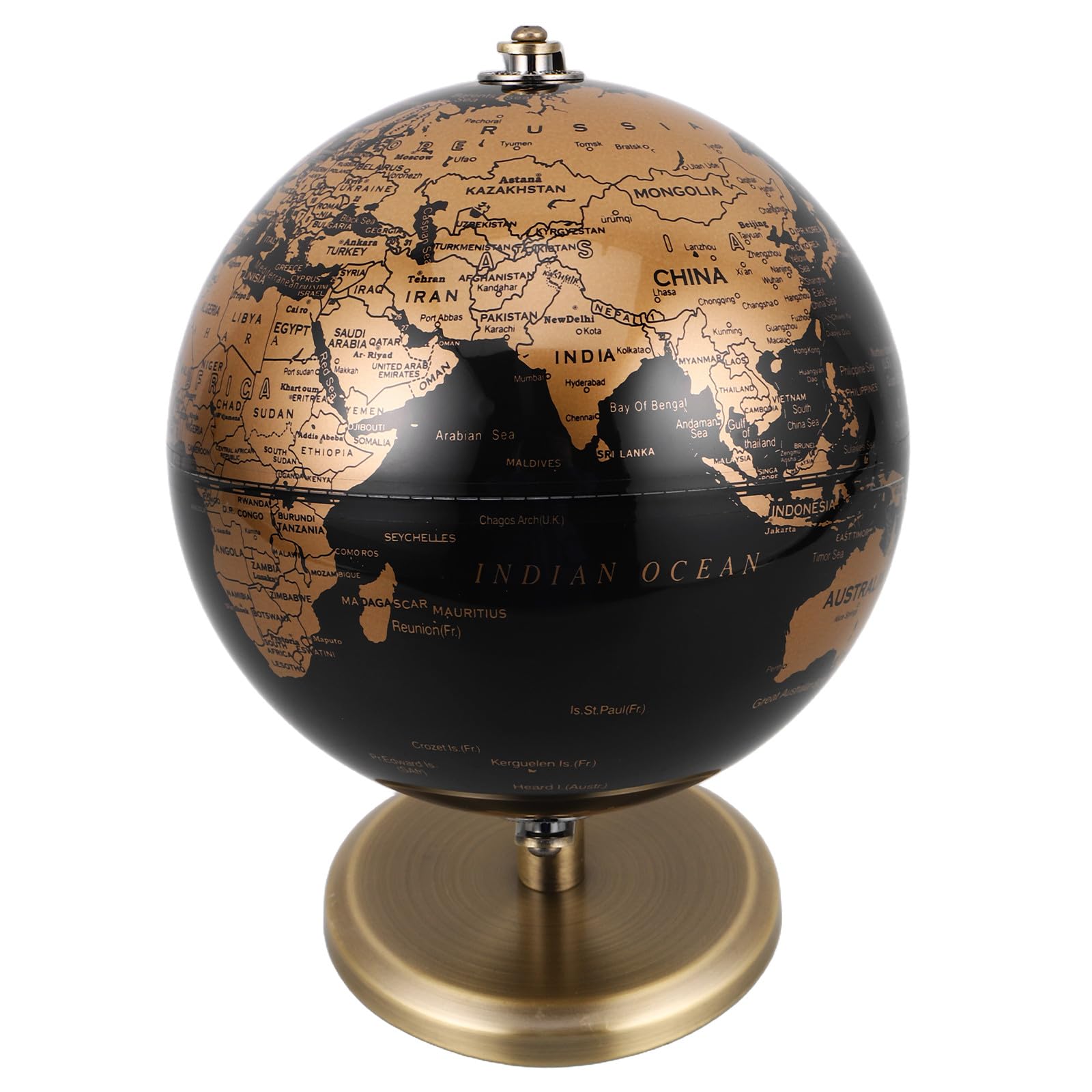 Globo Decorativo Antico da Scrivania Rotante in Metallo Dorato