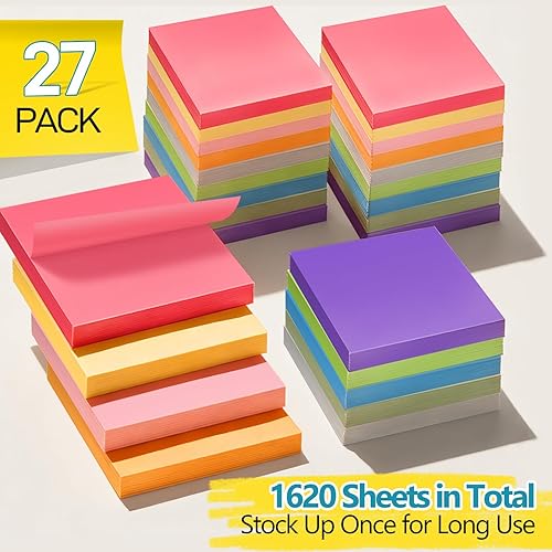Miniatura 2 de Paquete de 27 blocs de notas adhesivas autoadhesivas de 3 x 3 pulgadas, 1620 hojas en total. Ideal para el hogar, la oficina y la escuela