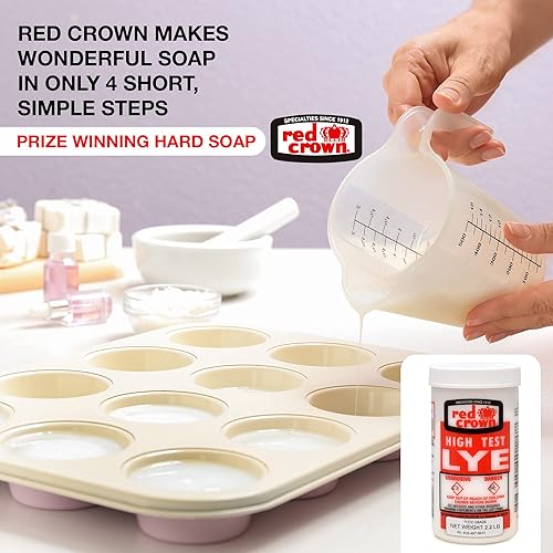 Miniatura 4 de The Boyer Corporation - Lye de corona roja para fabricación de jabón, hidróxido de sodio puro de alta prueba de grado alimenticio, soda cáustica,