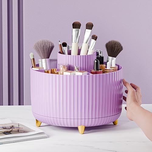Miniatura 18 de Organizador de brochas de maquillaje giratorio de 360°, organizador de maquillaje, organización de maquillaje y almacenamiento de cuidado de la piel