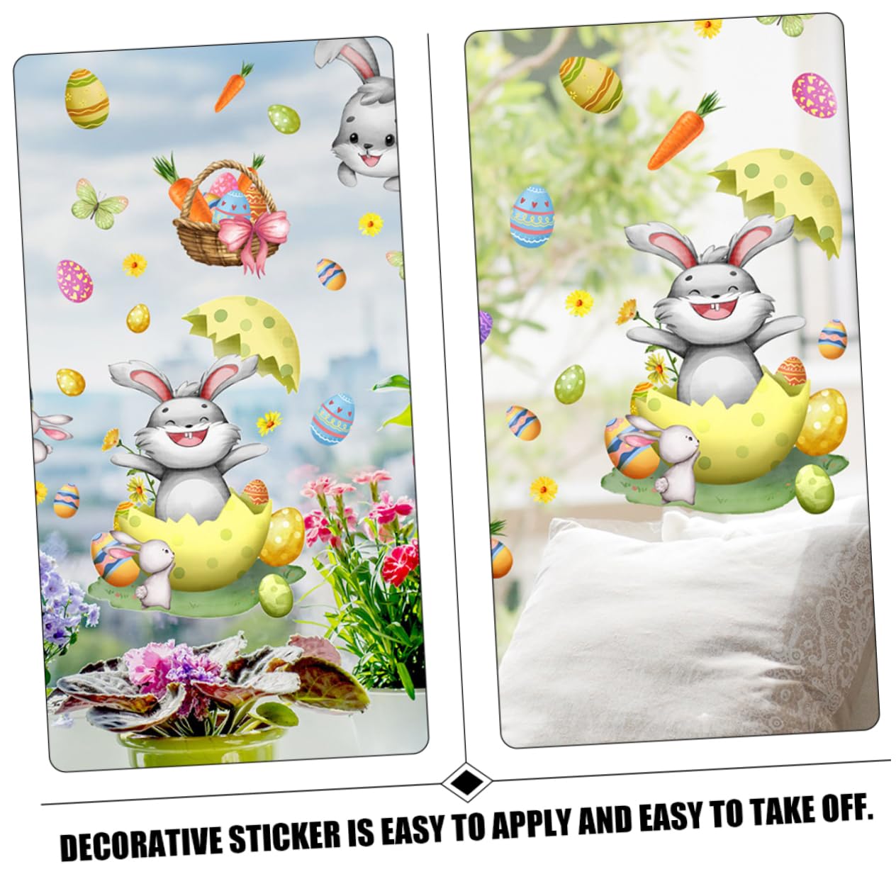 Cabilock 3 Sätze Wandtattoo Ostern Fenster Tönung Mattierte Fensterfolie Bausatz Fenstertönung Regenbogen-fensteraufkleber Stuffer Fensteraufkleber Für Die Osterparty Pvc