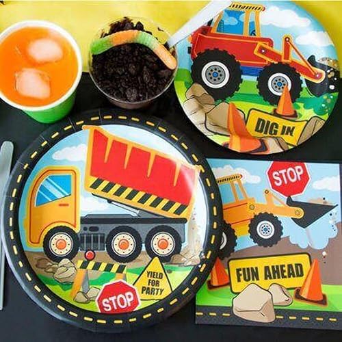 Miniatura 3 de Servilletas multicolor para fiestas de construcción, paquete de 16, perfectas para cumpleaños de niños y fiestas y eventos temáticos de construcción