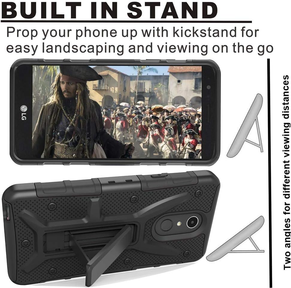 Yiakeng LG Stylo 4 Case, Dual Layer Shockproof Wallet Slim with Kickstand Hard Phone Protective Cases Cover for LG Stylo 4 (Black)