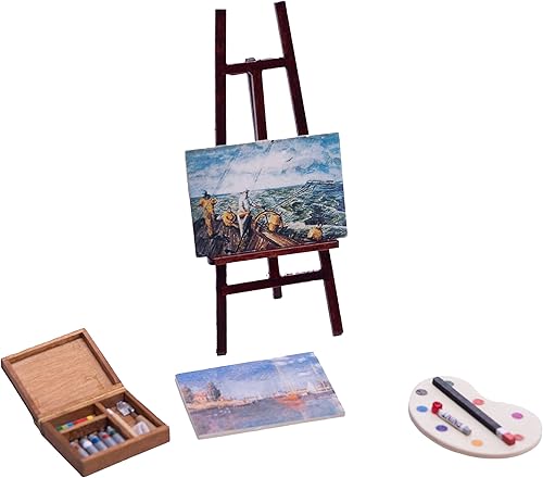 Fateanuki Juego de herramientas de pintura para casa de muñecas, juguete de casa de muñecas en miniatura, balcón, patio, muebles de decoración,