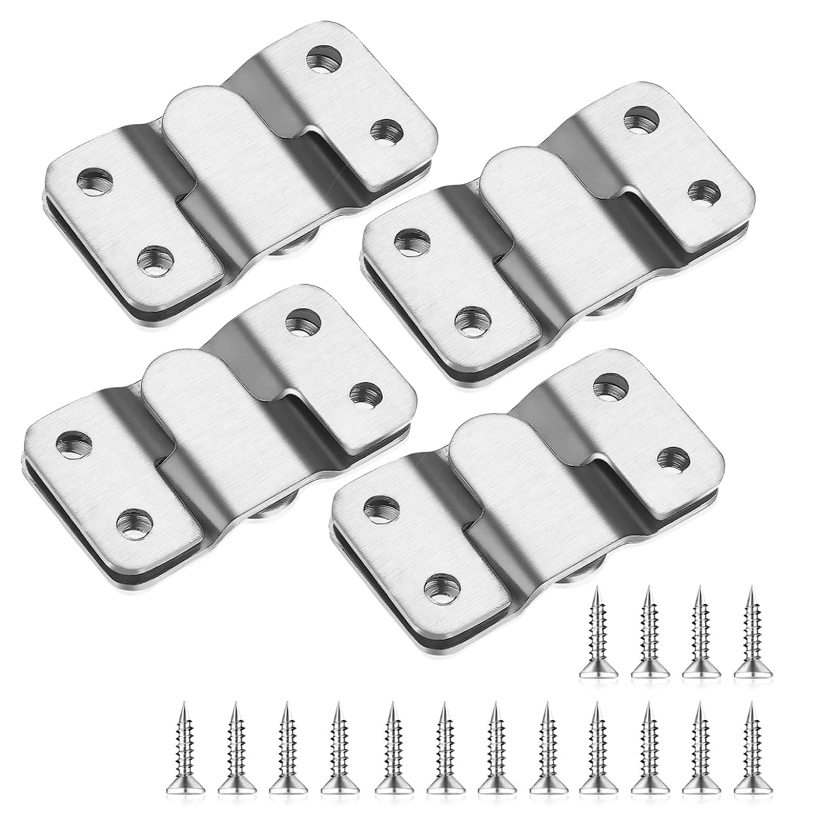Eirian Silver 4 Pairs Heavy Duty Stainless Steel Flush Mount Z Clip Brackets Concealed Picture Hanging & Mirror Mounting Hardware For Headboards,Frames,Large Mirrors (53Mm Interlocking Clips)