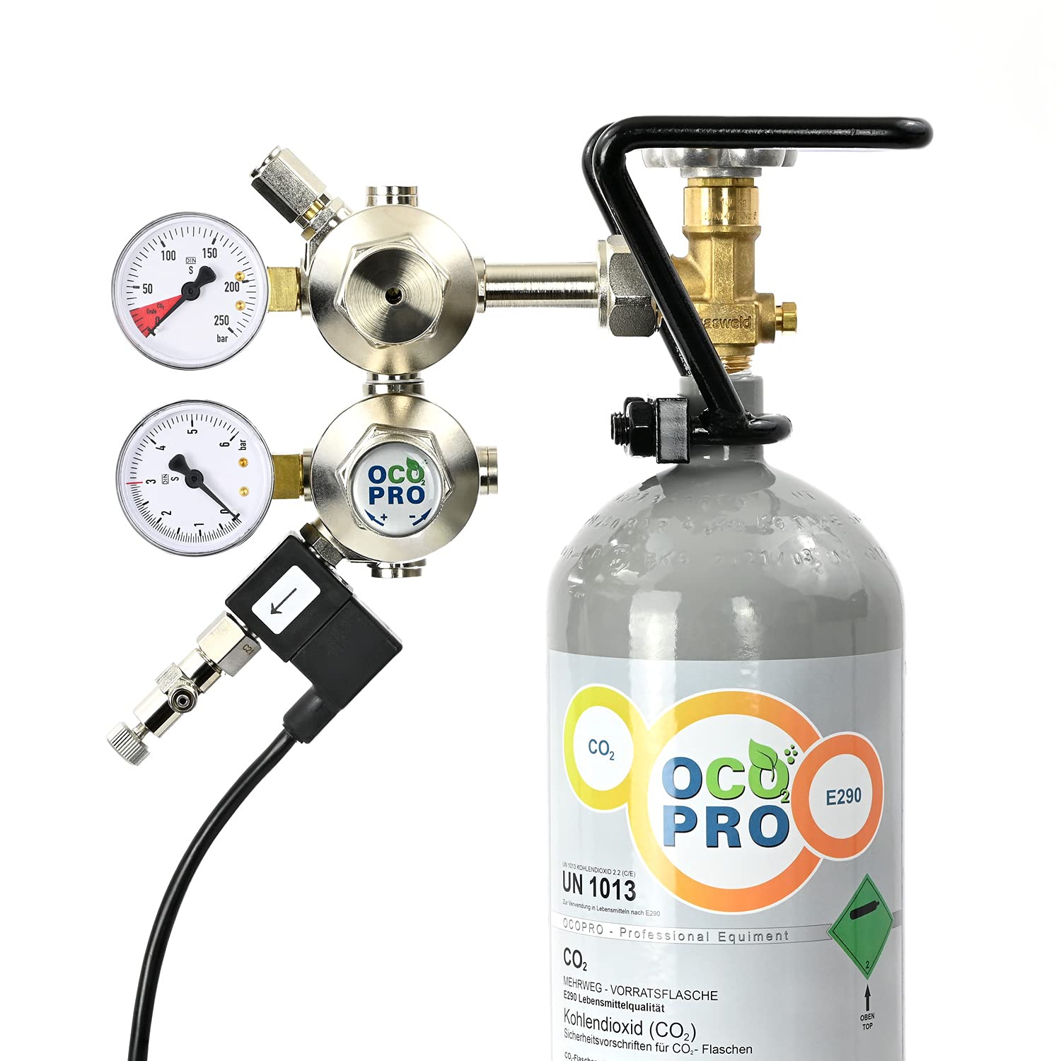 CO2-Druckminderer für das Aquarium. Single- oder Doppelkammer. Mit oder ohne Magnetventil/Nachtabschaltung. (Doppelkammer + MV)