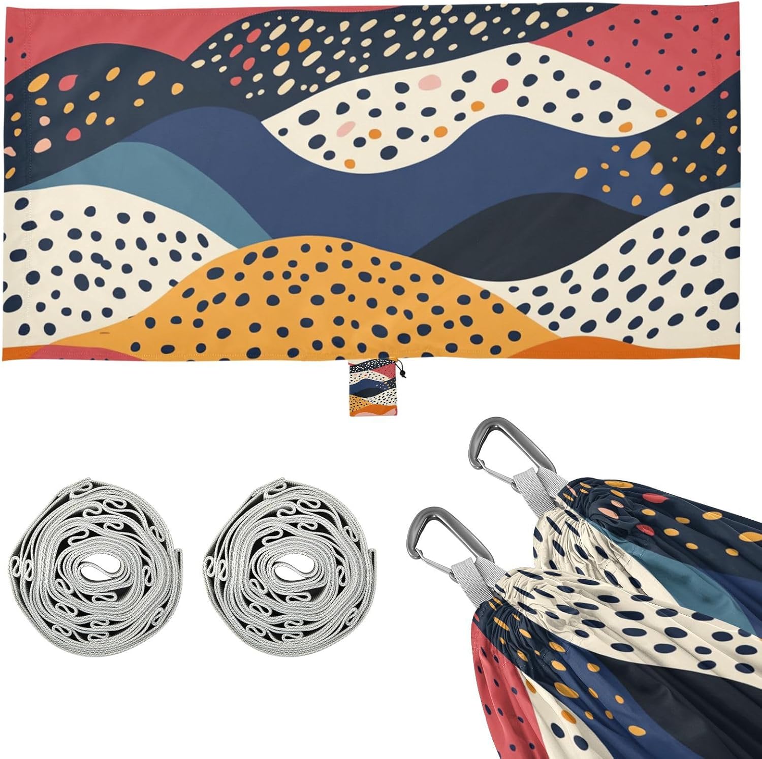 Colorful Wave Dots Art Hammocks Backyard Hammock for Camping & Hiking Essential