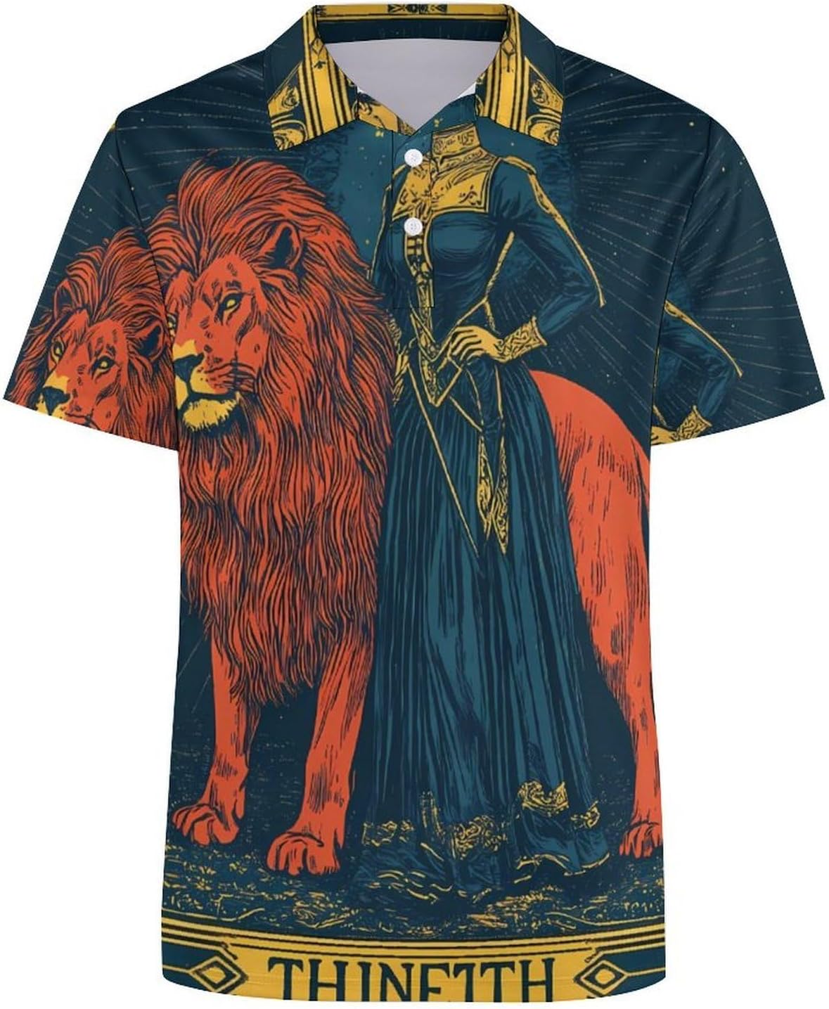 Masonic Exchange Strength Tarot Card Womens Golf Polo Shirts Summer Short Sleeve Collared 3 Buttons T Shirt Activewear Tops