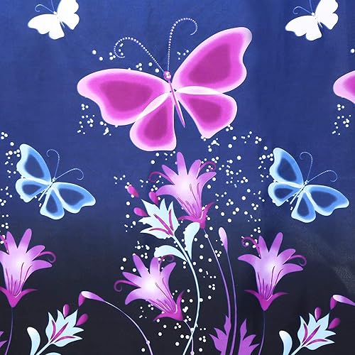 Miniatura 2 de Mengersi Cortina de cama con poste de cuatro esquinas de princesa para niñas, adultos y niños (tamaño matrimonial, mariposa azul)