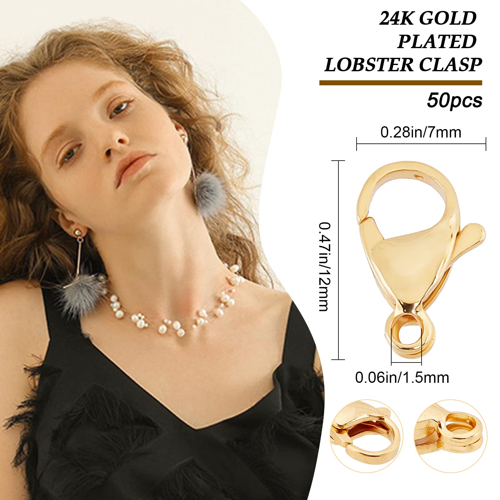 Beebeecraft 1 Scatola 5M Catene Barbazzale in Ottone Saldato Ottone Placcato Oro 18K Collana A Maglia Grossa Ovale da 3.5 mm con 20 Fermagli Ad