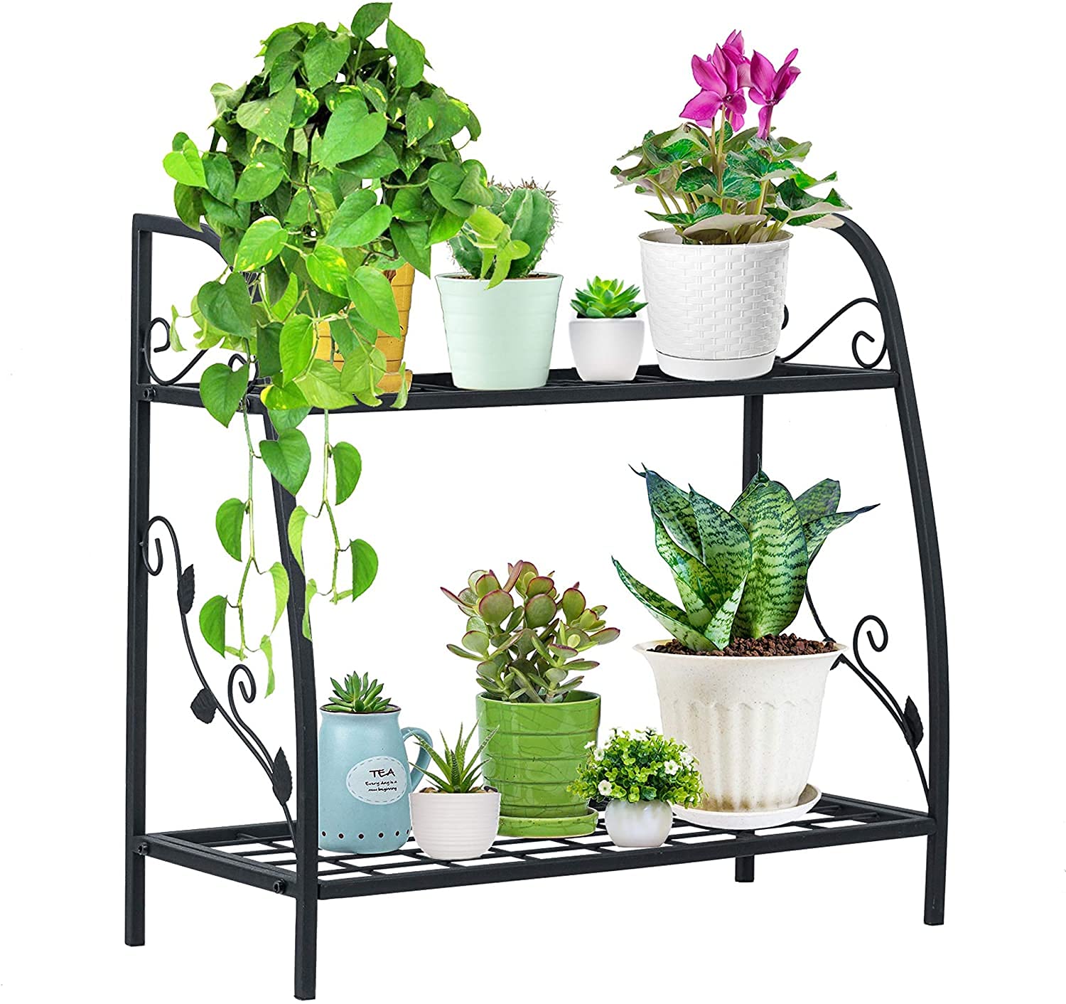 AAFIYA HANDICRAFTS 2-Tier Freestanding Metal Plant Stand, Utility Storage Organizer Rack, Ideal for Indoor Outdoor, Modern Design Black (B0BTBVS9DK) Amazon Price History, Amazon Price Tracker