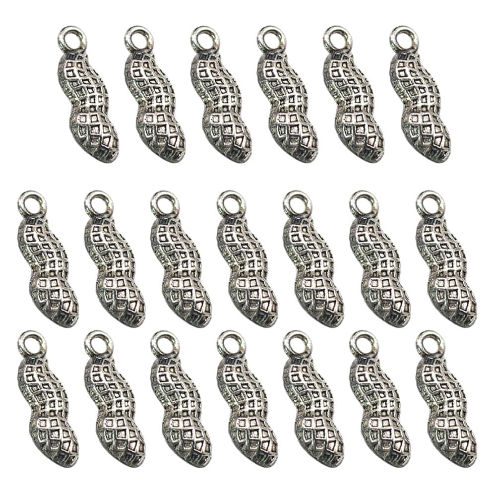 FENICAL20 pcs Peanut Jewelry Pendant Alloy Silver Charm Pendant for DIY Necklace Bracelet Making Accessory