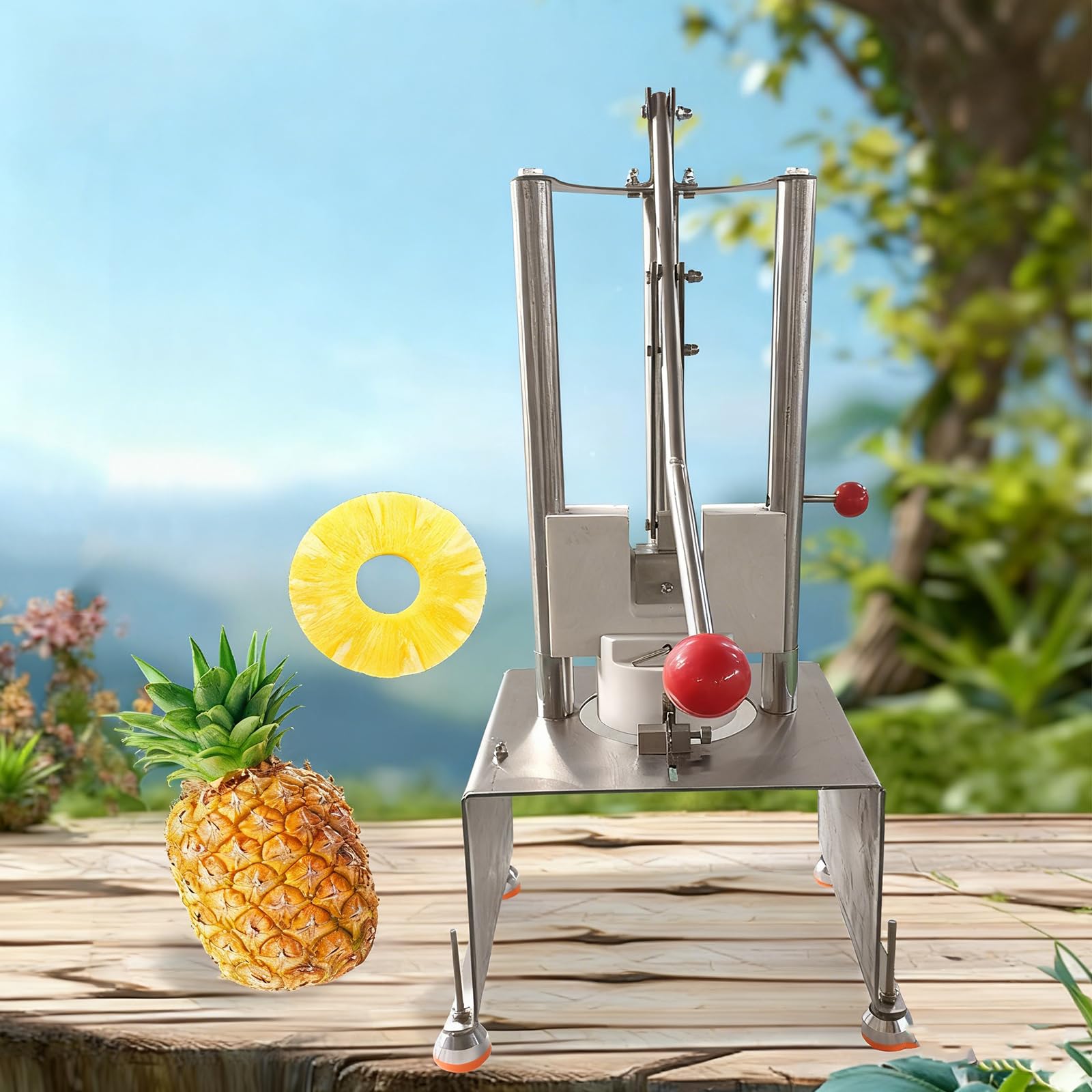 Descorazonador de piña de acero inoxidable, pelador manual con eliminación rápida de carne, 60 unidades/hora, para puestos de alimentos y supermercados