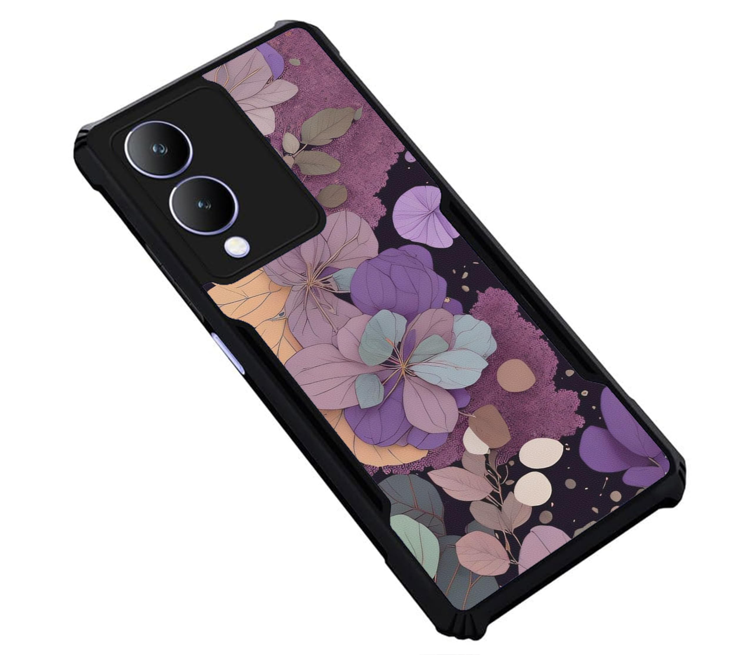 COBERTA Back Cover for Vivo Y17s / Vivo Y28 5G Back Cover Case - Colorful Leaves Black Floral PT99 D16129 (B0D1YJHF9D) Amazon Price History, Amazon Price Tracker