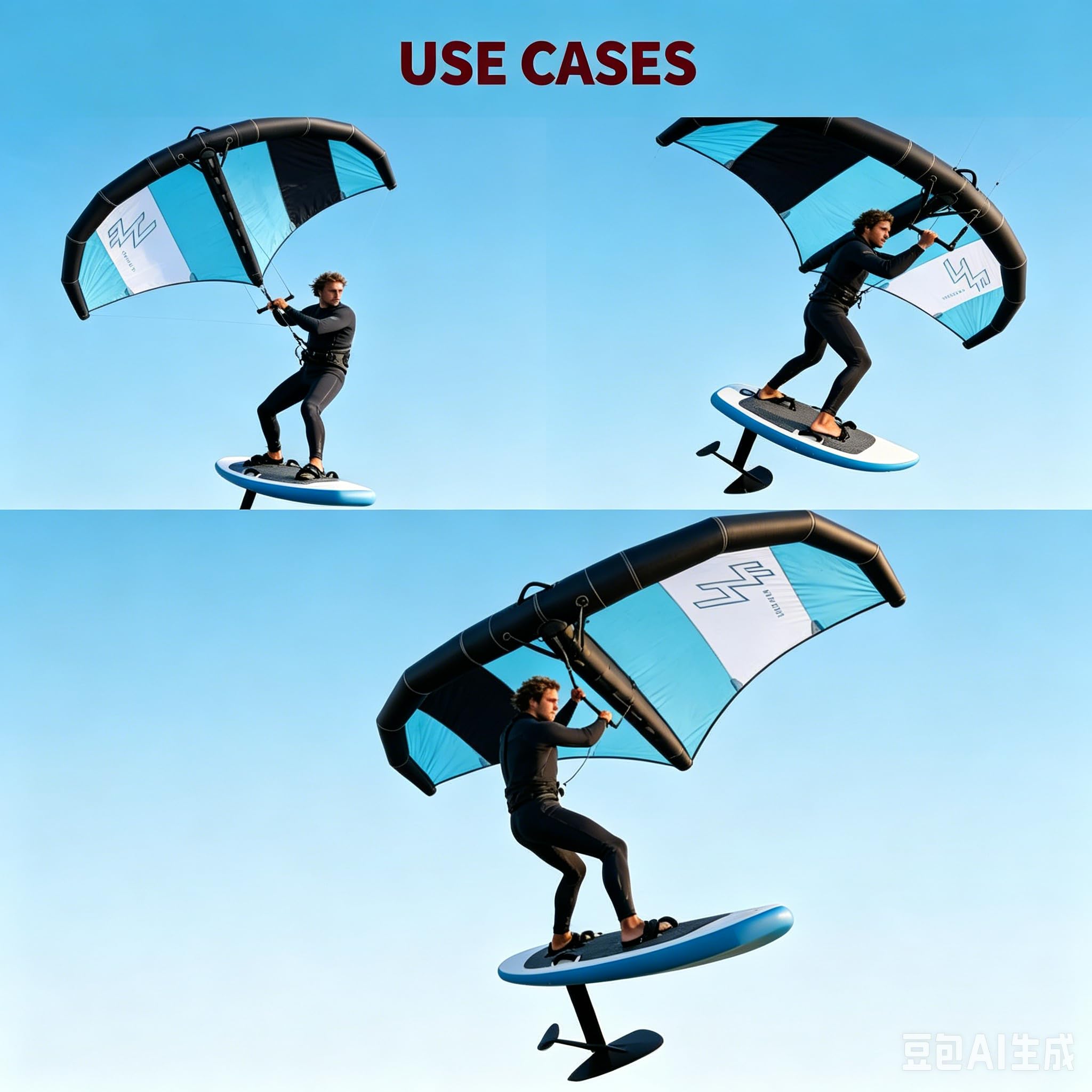 Wind Wingfoil Hydrofoil Board mit aufblasbarem Flügel, Surfbrett mit Pumpe und Rucksack für Outdoor-Wassersportarten, Hydrofoil, aufblasbares Windfoil