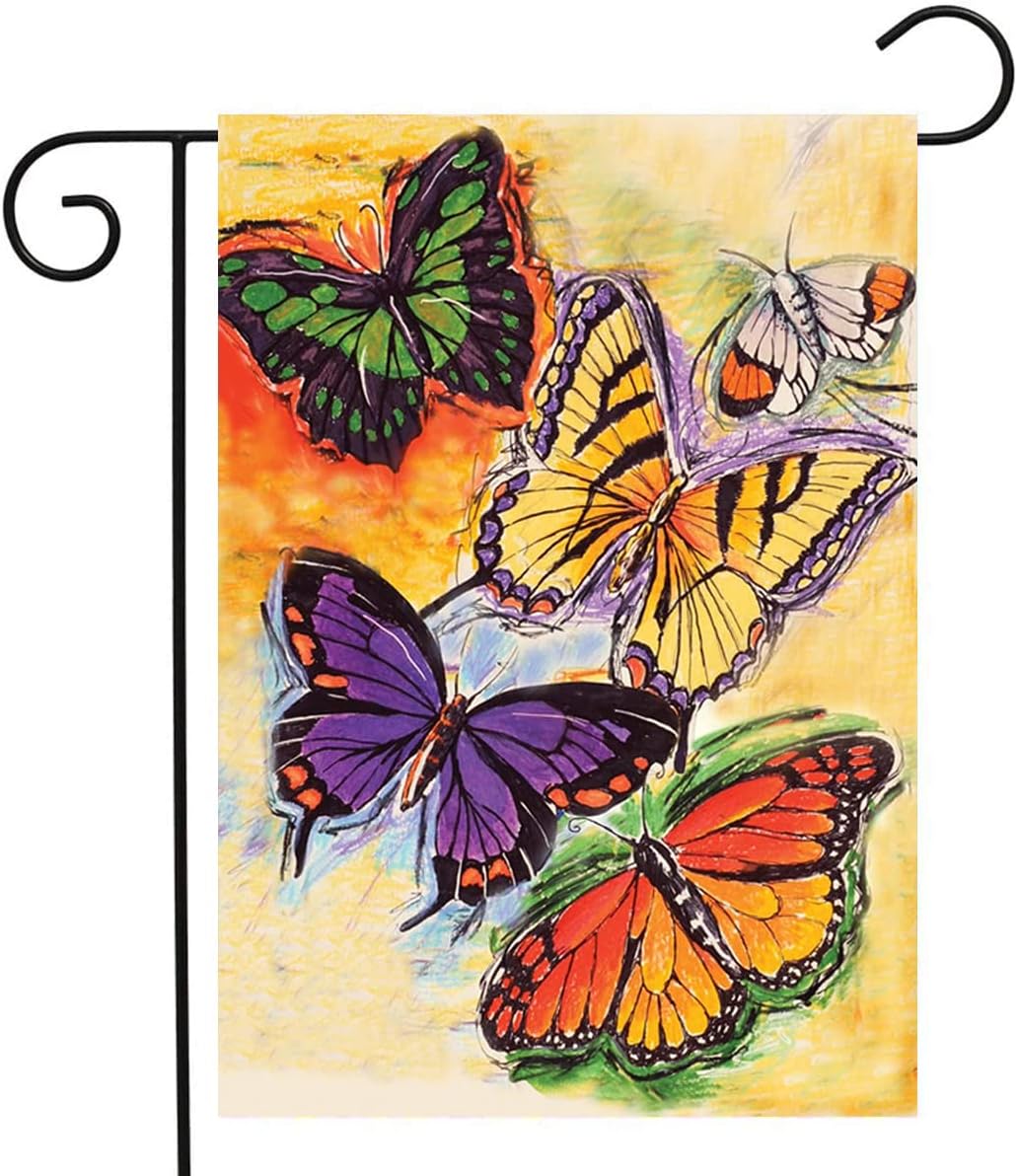 Spring Butterfly Garden Flags for Outside 12.5x18