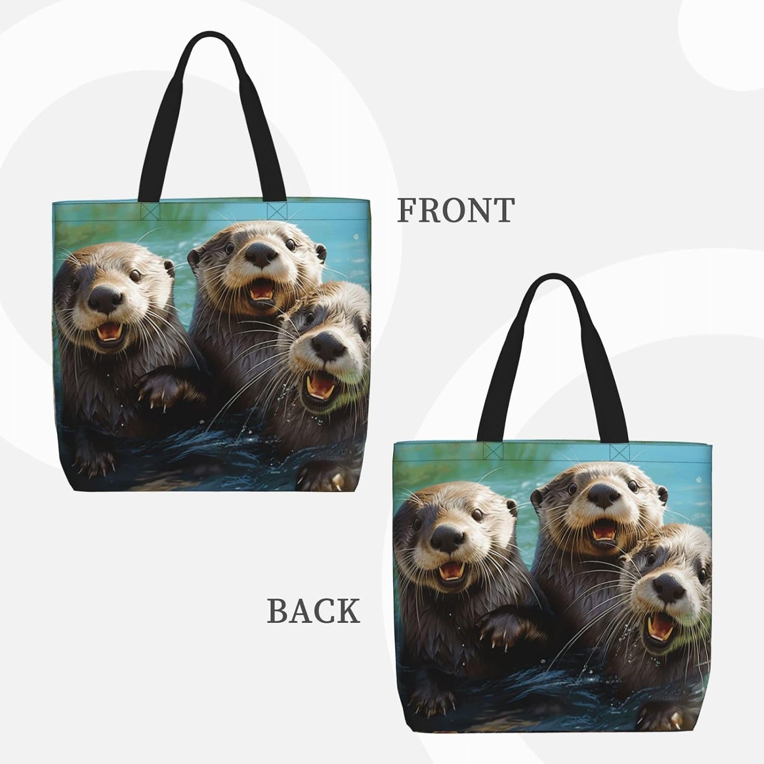 Cute Otter Print Eco-Friendly Tote Lightweight Grocery Bag Daily Commuting Travel Beach Gym Use