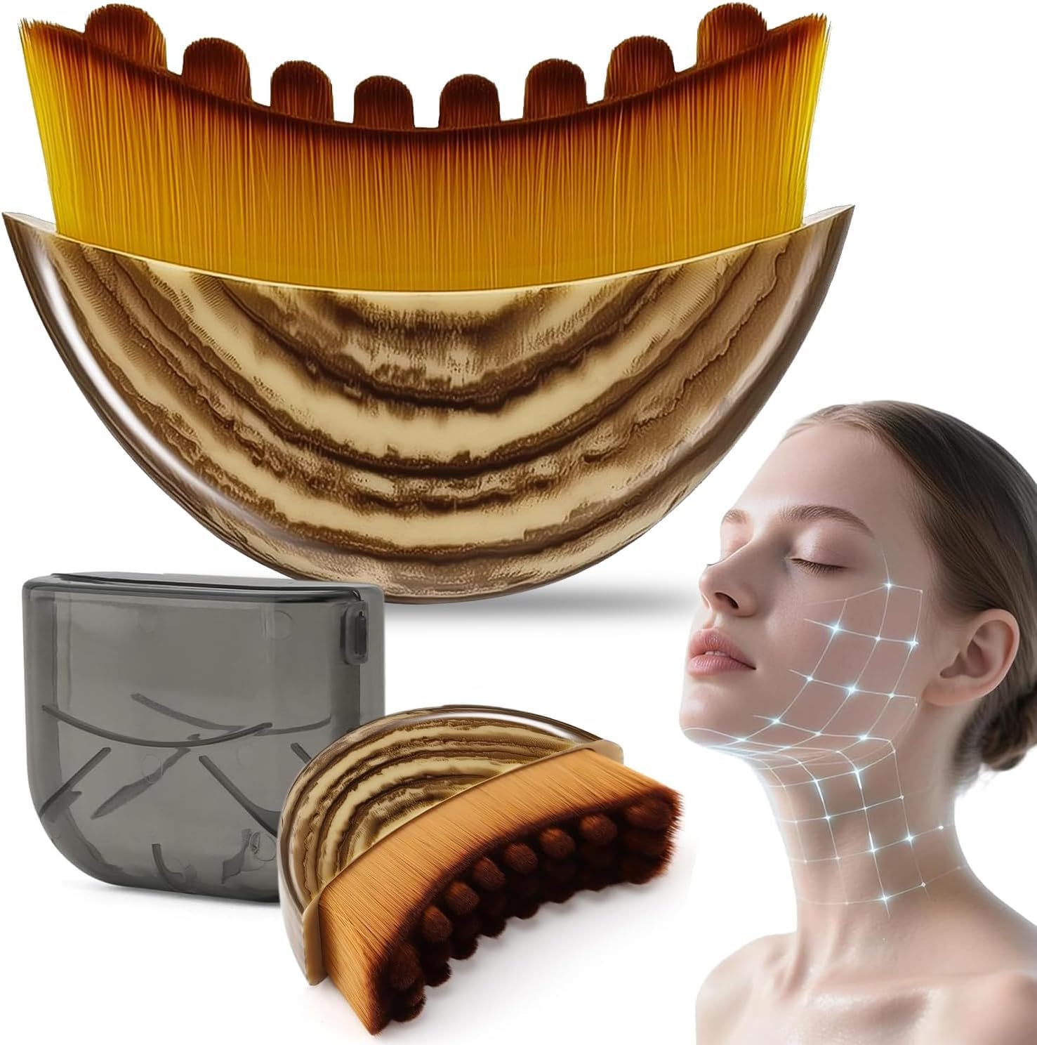 Contour Face Brush - Dry Brushing Face Massager for Lymphatic Drainage, Chin & Jawline Sculpting - Ergonomic Skin Fit Design to Reduce Puffiness, Relieve Fatigue Includes Travel Case-image-17