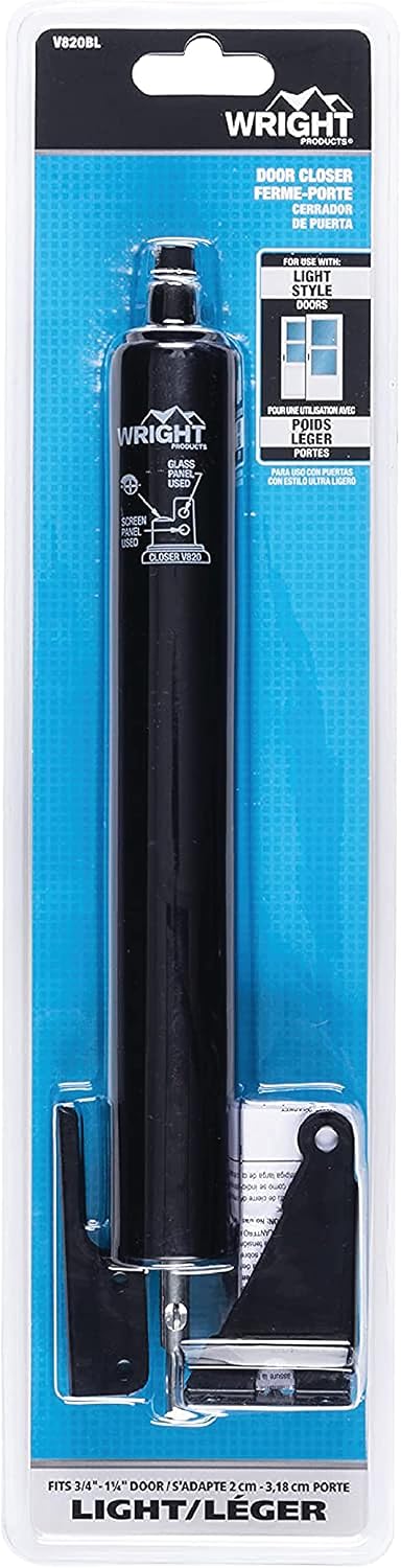 Wright Products - Light Duty Pneumatic Screen and Storm Door Closer, Black