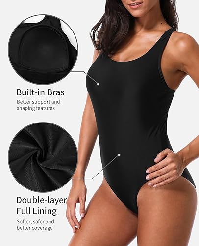 Miniatura 2 de Beautyin - Traje de baño deportivo profesional de una pieza para mujer, diseño de bloques de colores
