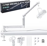 Vista 12 de M05 Brazo articulado, soporte de micrófono giratorio 360° con montaje de escritorio, brazo de micrófono de escritorio plegable con adaptador