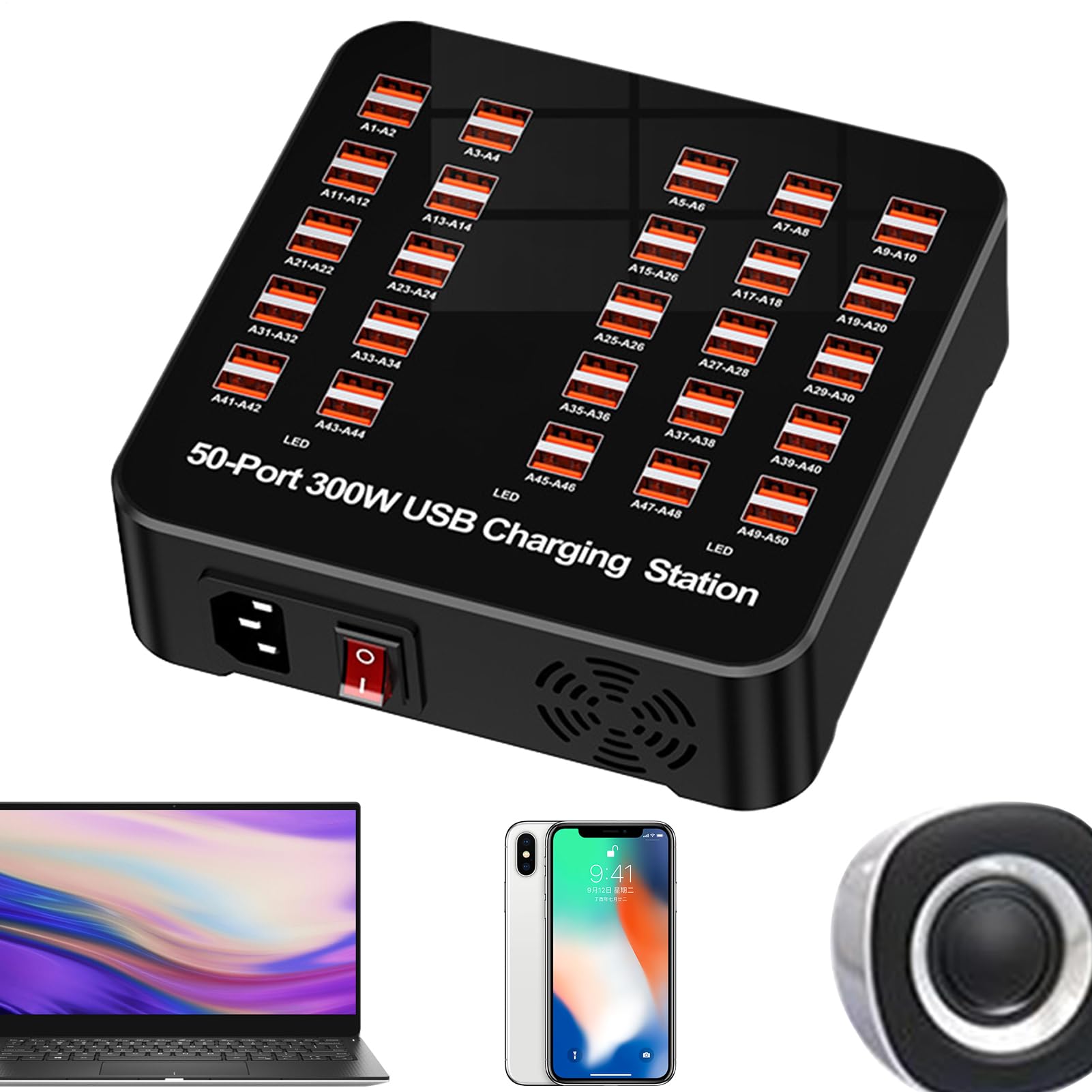 Stazione di Ricarica USB Hub Di Ricarica A Porte Multiple | Presa Intelligente Portatile Per Smartphone Tablet Desktop Auto Camper Scuola