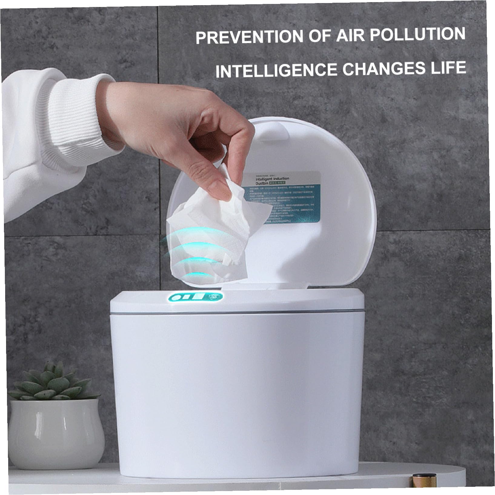Uonlytech Intelligenter Auto Mülleimer aus Kunststoff mit Sensor Platzsparend und Vielseitig für Kochen und Reisen im Auto