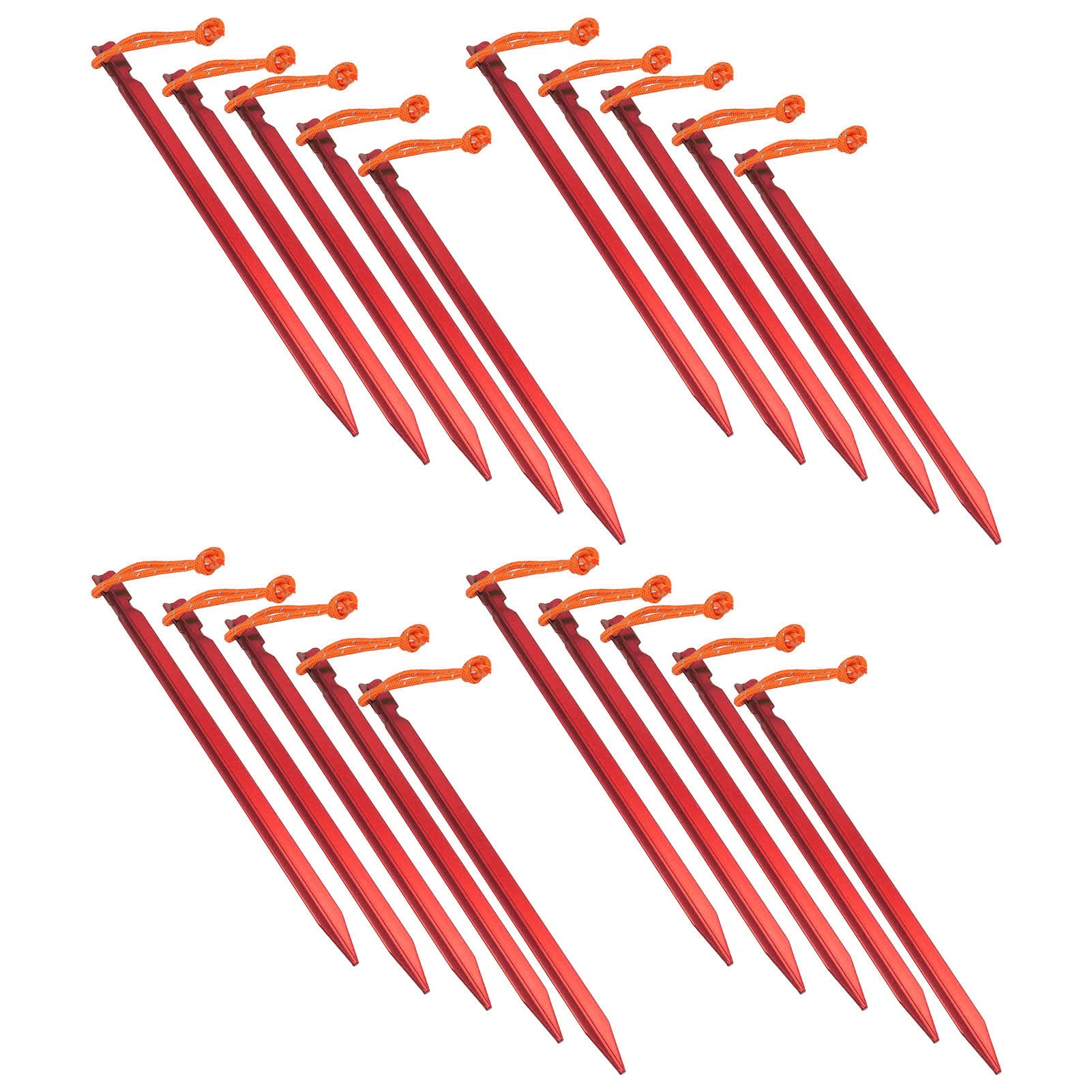 20 piquets de Tente résistants en Forme de V, piquets de Tente en Alliage d’Aluminium avec Cordes pour auvent de Camping en Plein air, piquets de Jardin étanches de 9 Pouces pour l (Rouge)