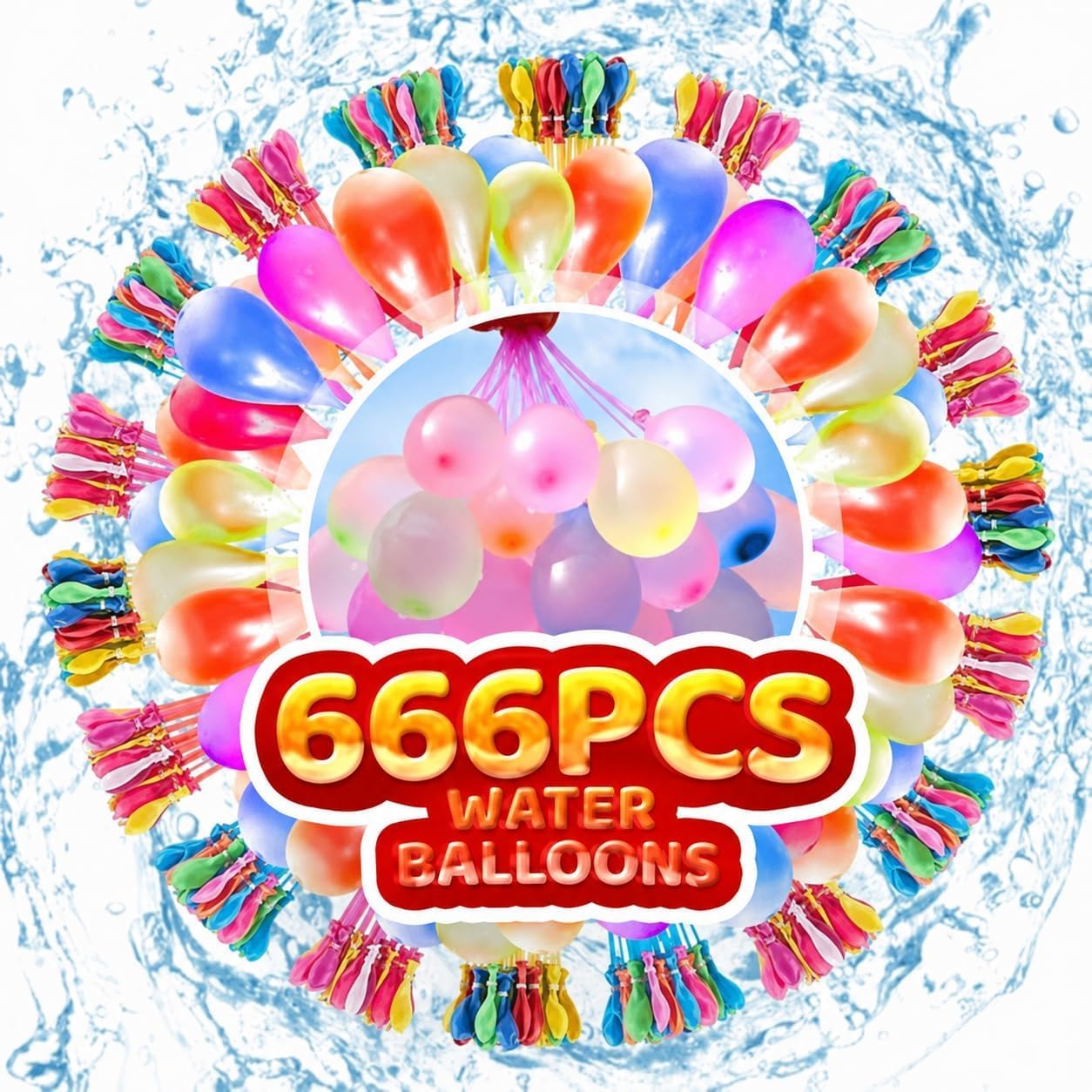 666 Bombes à Eau, Ballons d’eau Auto-Fermants avec 4 Raccords | Remplissage rapide 60s. Auto-obturants, sans nœud. Pour piscine, plage, jeux d'été enfants/adultes.