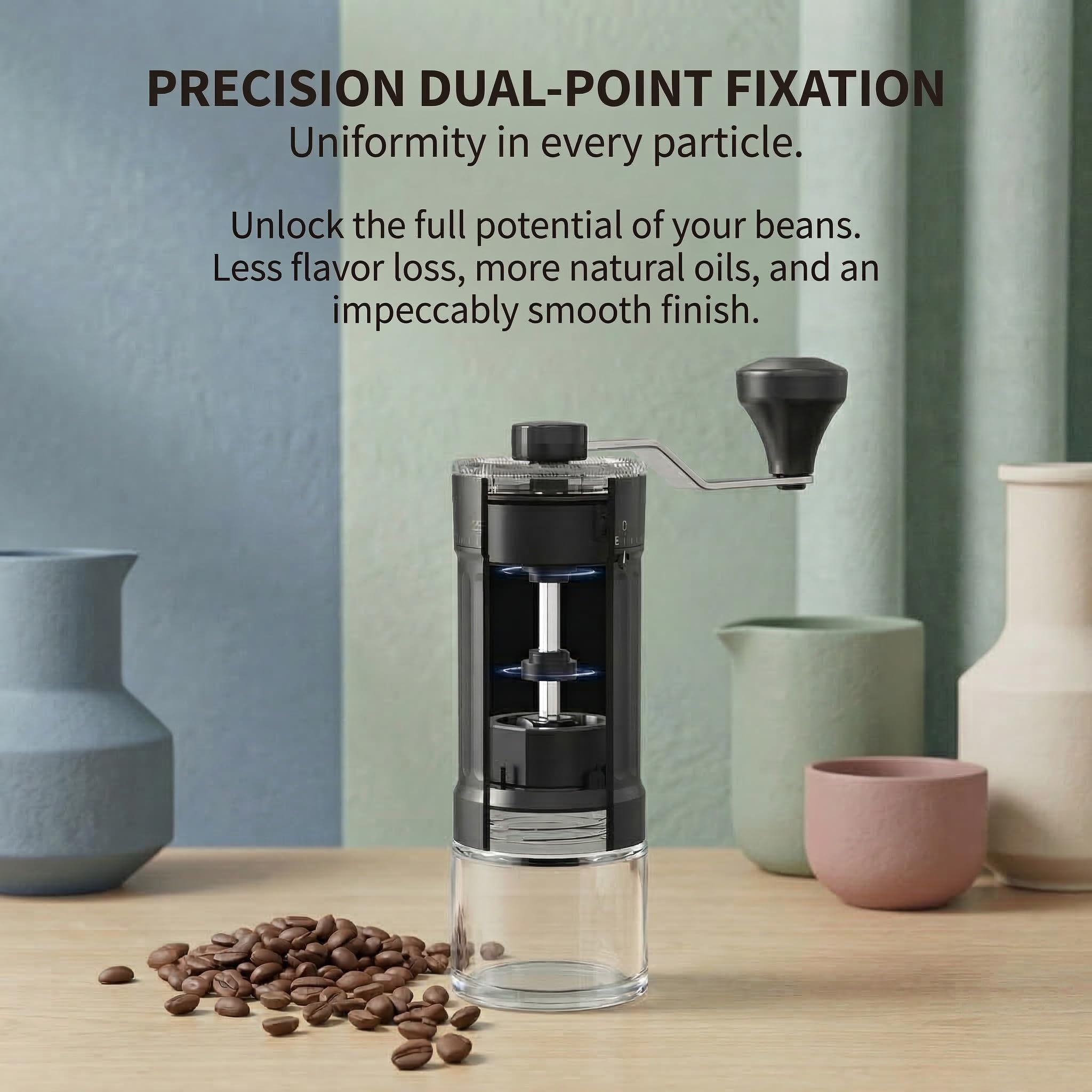 Ręczny młynek do kawy zewnętrzny regulowany z precyzyjnym ceramicznym mechanizmem stożkowym, 40-stopniowa regulacja, odpowiedni do aeropress, Pour Over i Moka
