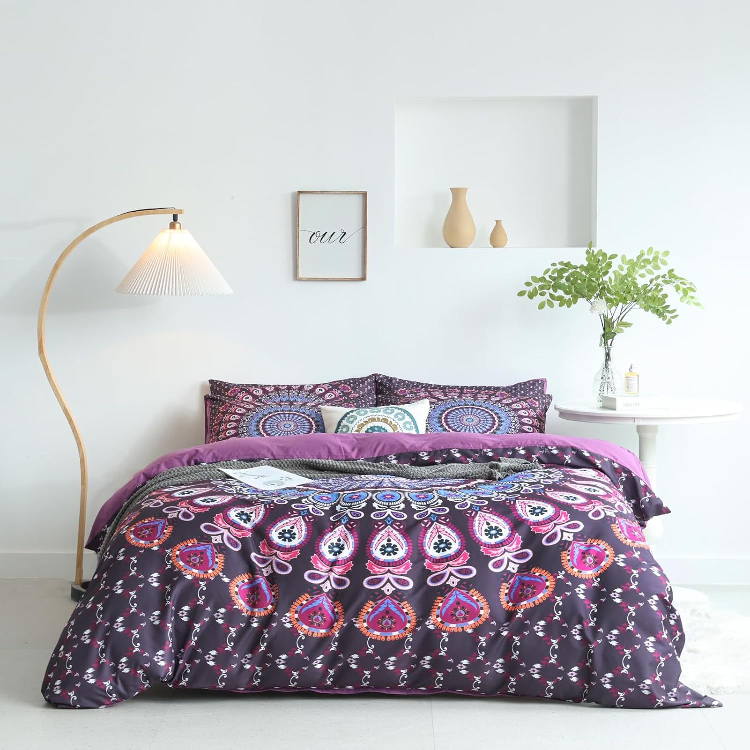 King Mandala Duvet Cover, Soft Microfiber 3D Boho Chic Twin