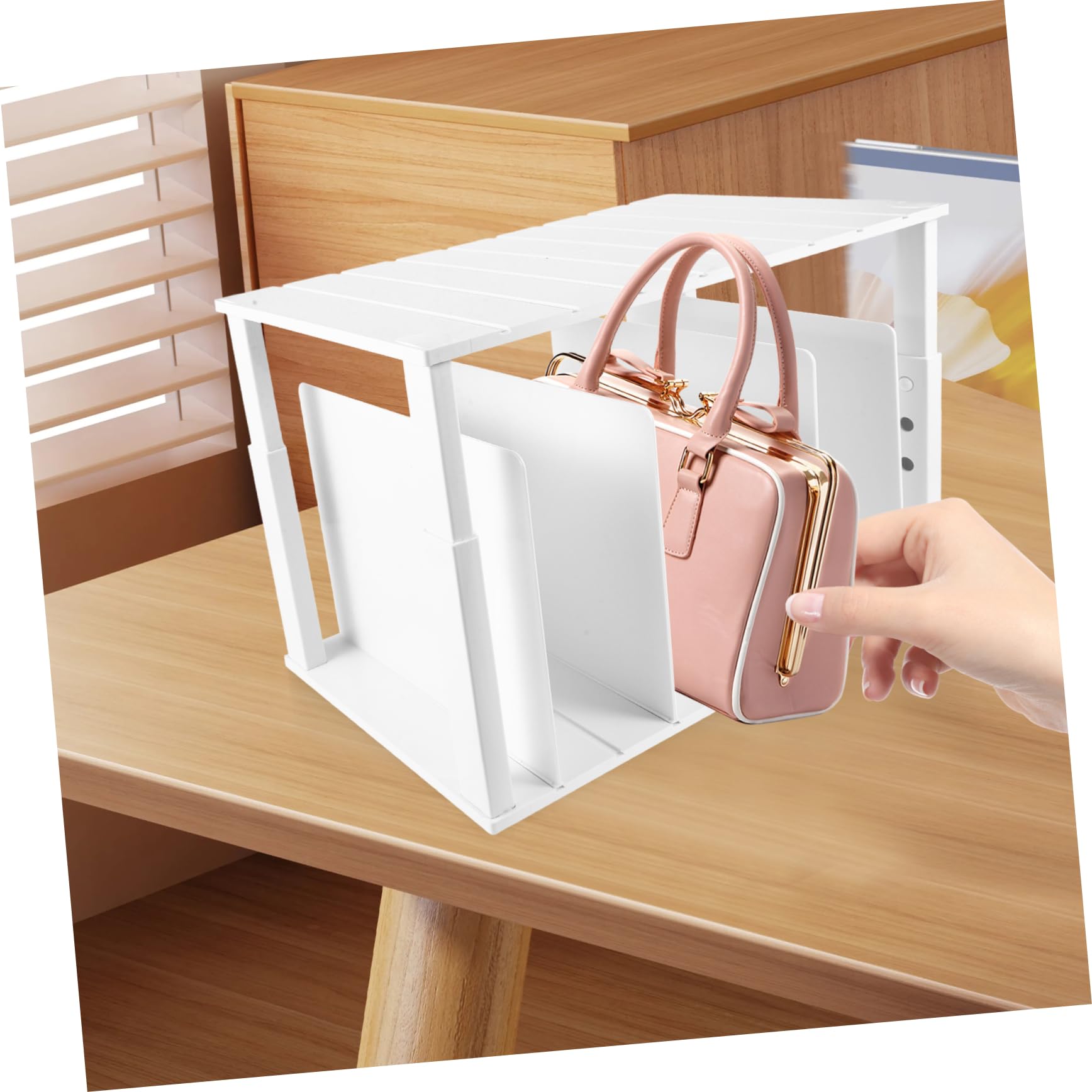 Alipis Caja de Almacenamiento Multifuncional para Organizador de Bolsos Estante para Guardar Bolsos Dormitorio Material Compartimento para Libros
